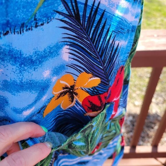 Gloria's Fashions Blue Womens Floral Tropical Print Sleeveless Summer Dress, M - Picture 7 of 15